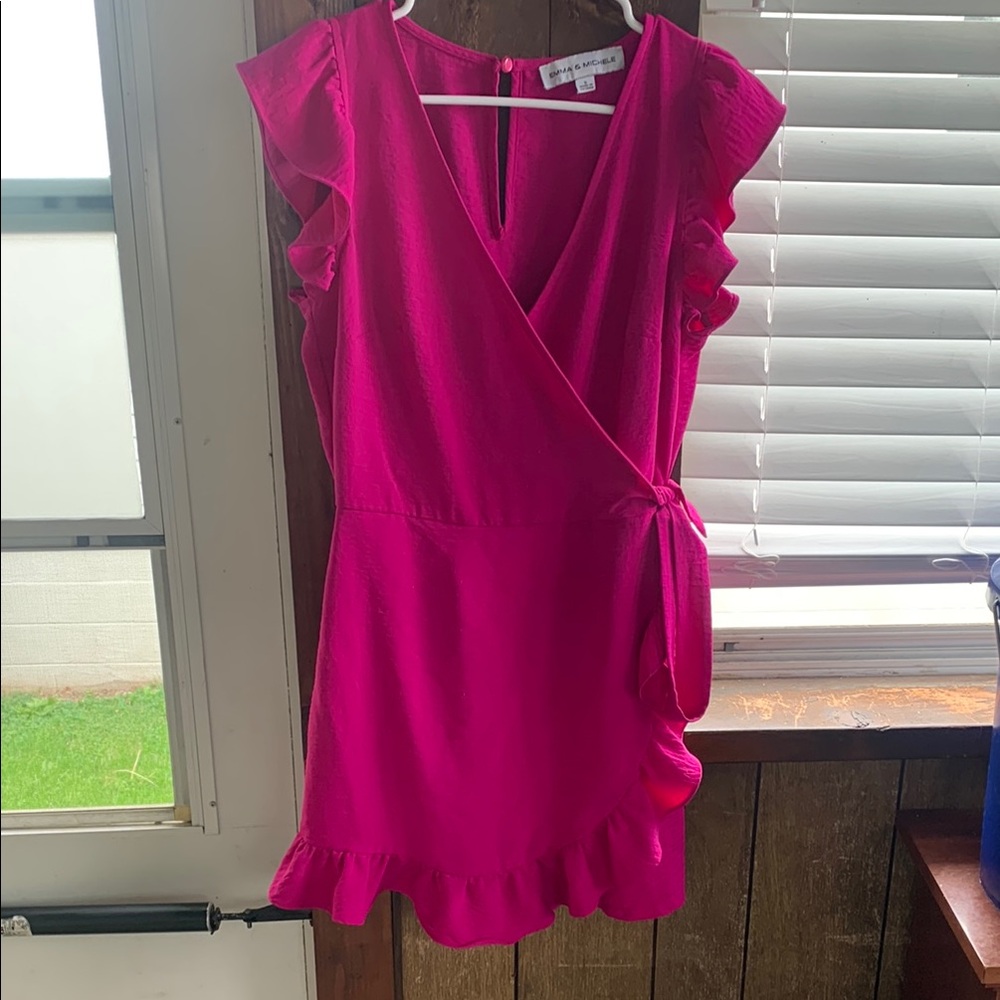 Elegant Pink Wrap Dress/Romper